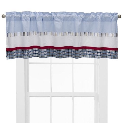 Bacati - Plaids and Stripes Blue/Navy/Red/Beige Boys Window Valance - Image 4