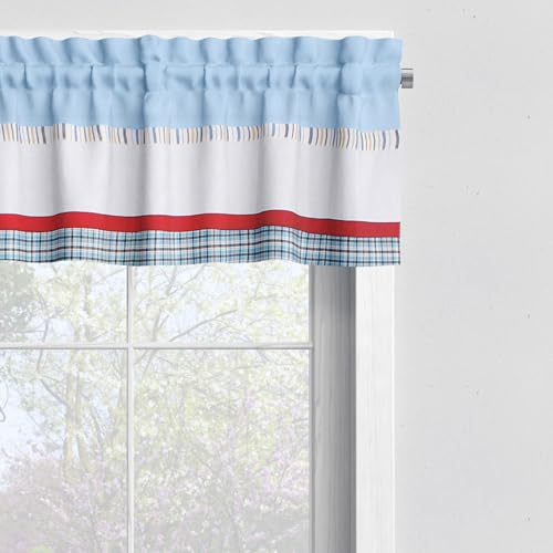 Bacati - Plaids and Stripes Blue/Navy/Red/Beige Boys Window Valance - Image 2