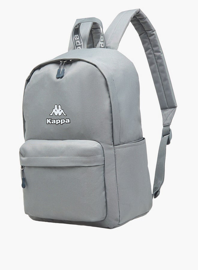 Kappa Logo Print School Backpack with Zip Closure and Adjustable