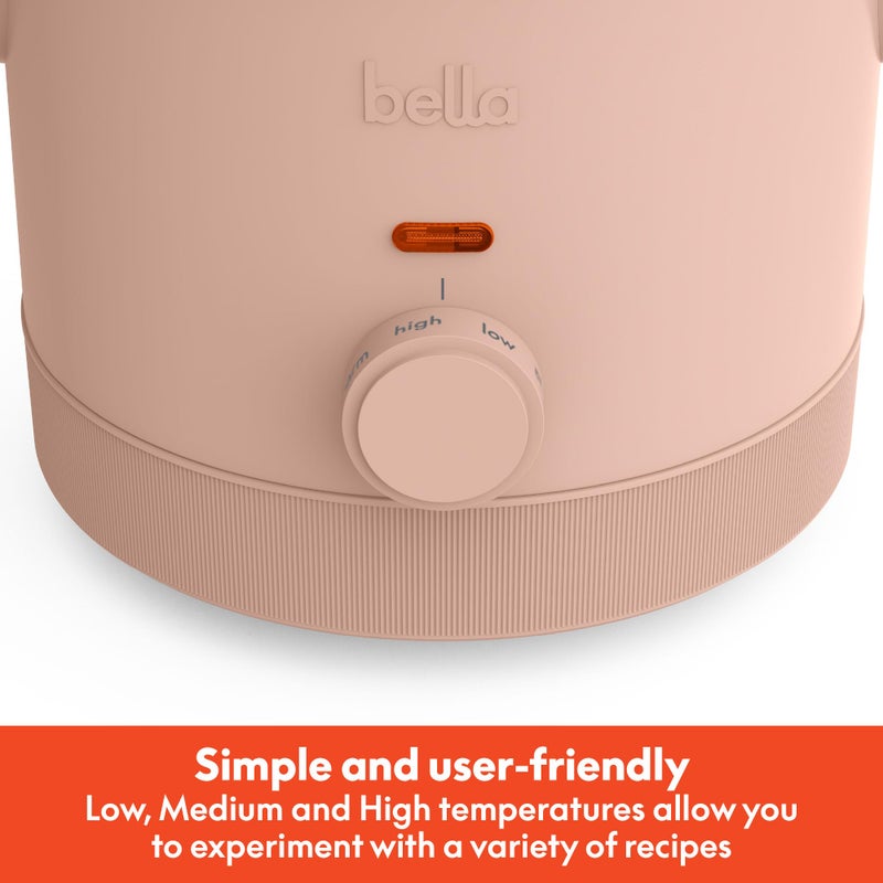 bella 1.5 Qt Slow Cooker with 3 Heat Manual Control, Ceramic Nonstick Coating, Dishwasher Safe Stoneware Pot and Tempered Glass Lid, Tangle Free Cord Wrap & Cool Touch Handles, Blossom - Image 2