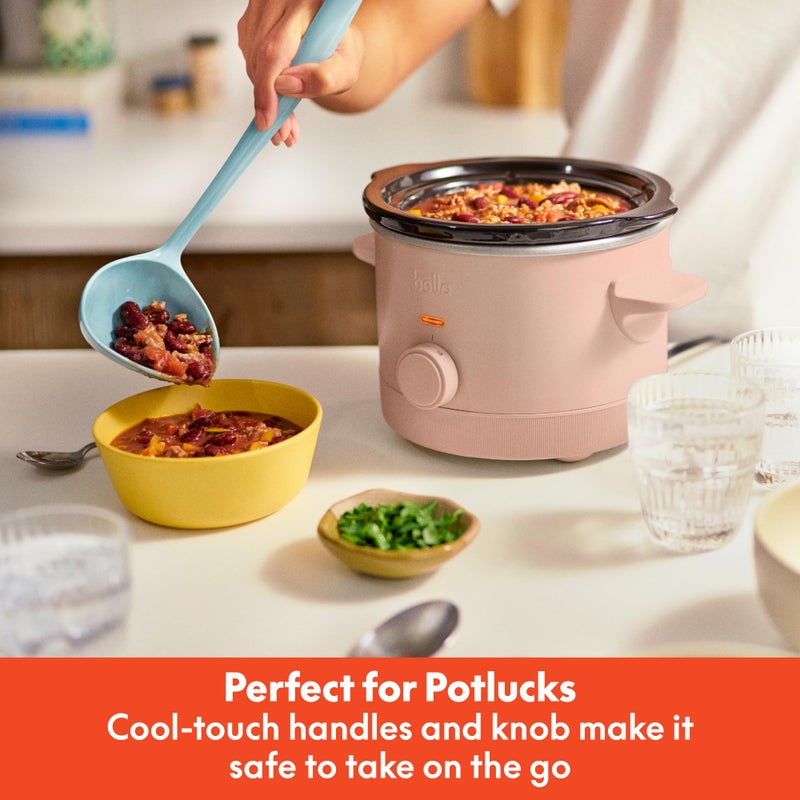 bella 1.5 Qt Slow Cooker with 3 Heat Manual Control, Ceramic Nonstick Coating, Dishwasher Safe Stoneware Pot and Tempered Glass Lid, Tangle Free Cord Wrap & Cool Touch Handles, Blossom - Image 4