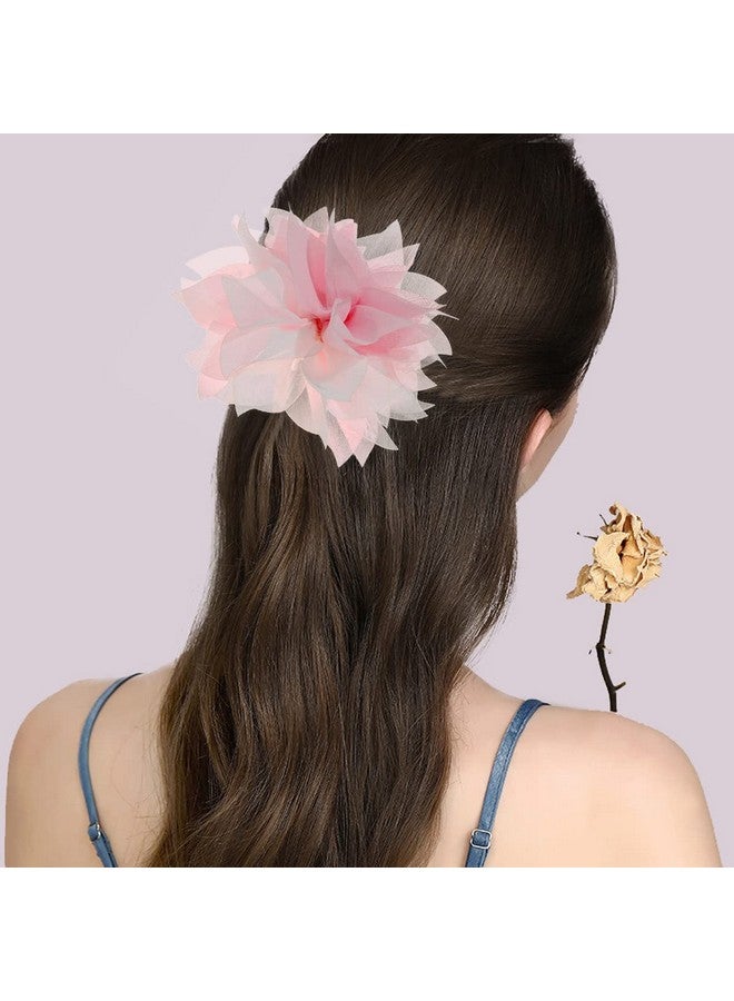 Merdia Lady Peony Silk Party Wedding Brooch Corsage Hair Head Clip Headdress Flowers (Pink Color&Acutiflorous) - Image 5