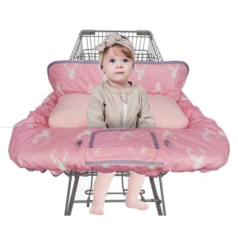 ICOPUCA Shopping Cart Covers for Baby Girl Cart Cover for Babies, Infant High Chair Cover, Machine Washable, Non-Slide degisn (Pink Deer) - Image 2