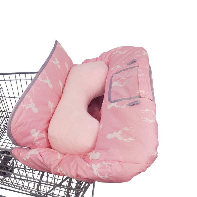 ICOPUCA Shopping Cart Covers for Baby Girl Cart Cover for Babies, Infant High Chair Cover, Machine Washable, Non-Slide degisn (Pink Deer) - Image 1