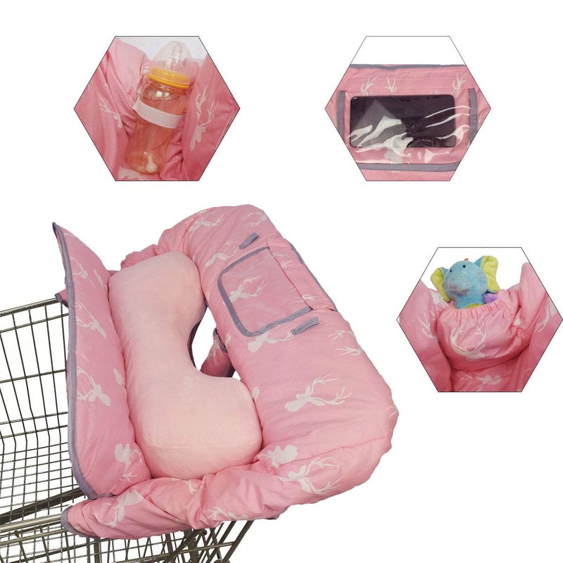 ICOPUCA Shopping Cart Covers for Baby Girl Cart Cover for Babies, Infant High Chair Cover, Machine Washable, Non-Slide degisn (Pink Deer) - Image 3