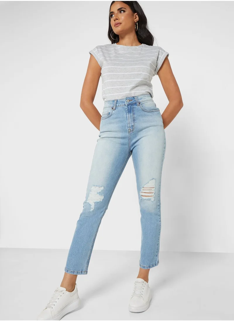 DOROTHY PERKINS Ripped High Waist Jeans