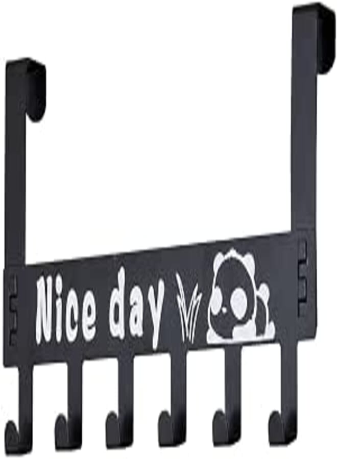 Fresh XIAOO Over The Door Hanger with 6 Hooks, Heavy Duty Over The Door Hanger for Hanging Clothes, Hats, Towels, Bags, Robes, Rooms, Hallway, Bathroom, Removable, Tool-Free (Black)