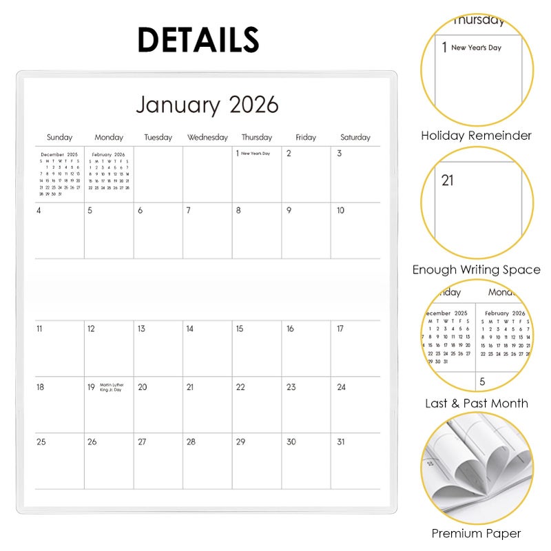 SKYDUE Pocket Calendar 2026-2027 for Purse 6.5" x 3.5", 2026-2027 Pocket Planner 24 Months with Soft Waterproof Cover, Watercolor Floral - Image 4