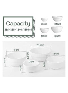 Serving Bowls, 1890/1240/650/355ml Nesting Bowls, White Ceramic Bowl Sets, Versatile Bowls for Kitchen, Scratch Resistant, Thick-edge Non-slip Design - pzsku/ZBA050C4B885363FDD14CZ/45/_/1729507804/7b753ad3-39cb-49e1-8fde-626676b70c88