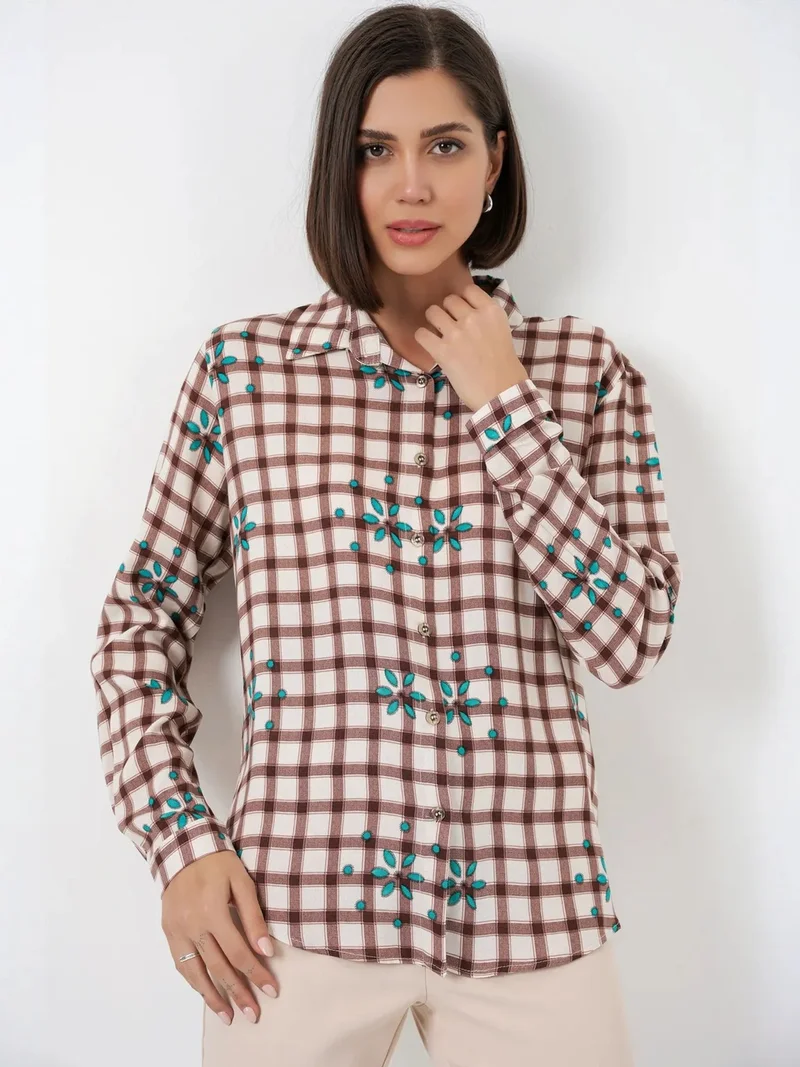 BDART Plaid Button-up Shirt with Shirt Collar