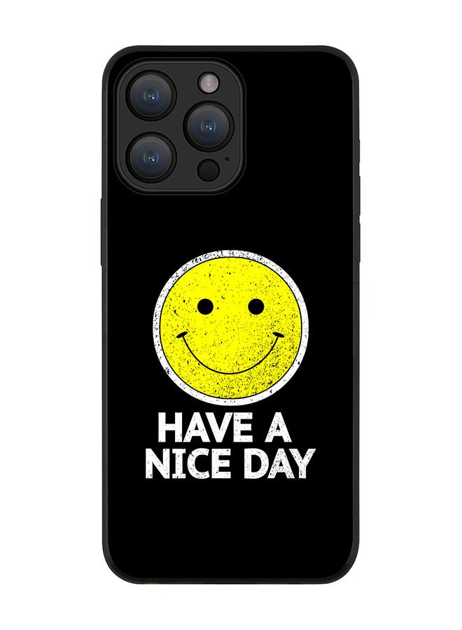Stylizedd Cover for iPhone 15 Pro Case Rugged Black Slim fit Soft Flexible Anti Drop TPU Gel Thin Protective Phone Cases - Have a nice day - Image 1