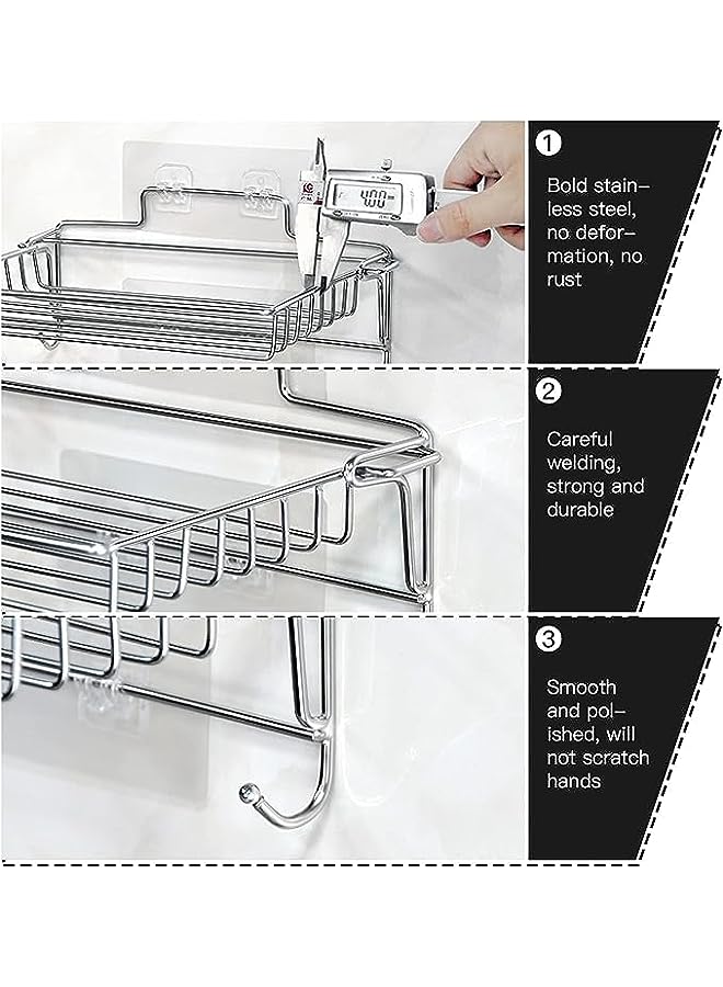 Raxoom Steel Double Folding Storage Shelf, Foldable Storage Rack for Kitchen and Bathroom. (Silver) - Image 3