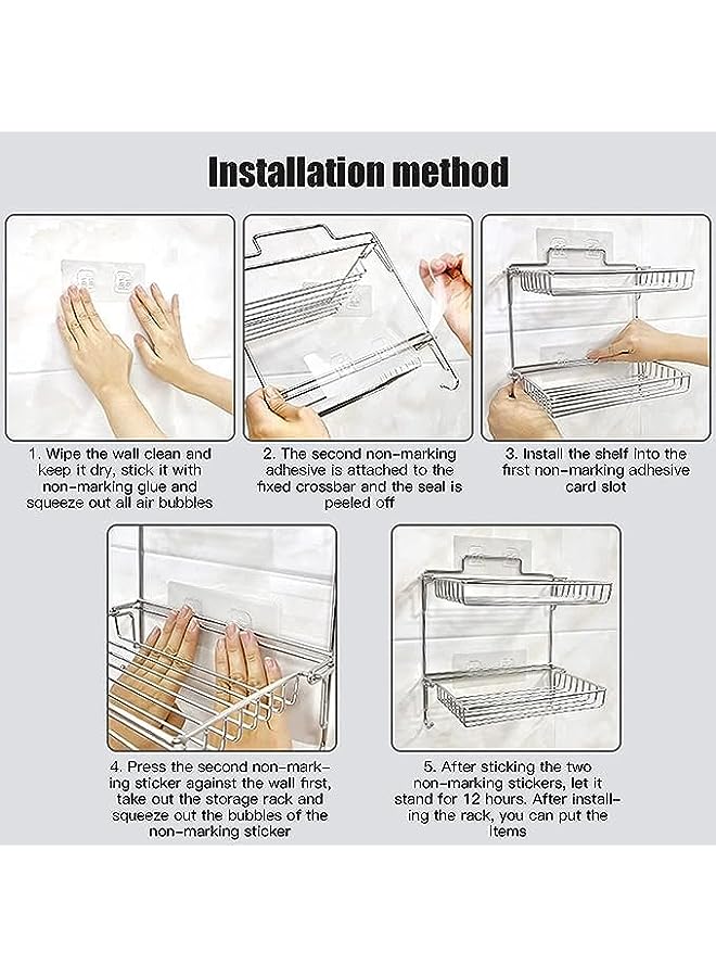 Raxoom Steel Double Folding Storage Shelf, Foldable Storage Rack for Kitchen and Bathroom. (Silver) - Image 4