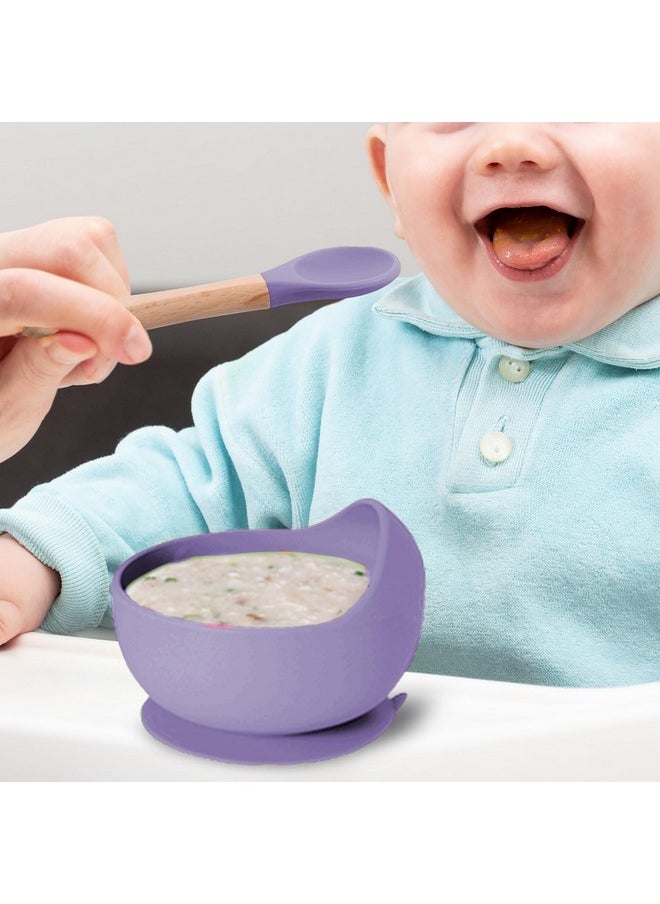 TONY STARK - Silicone Unbreakable Baby Bowl & Handle Spoon - Suction Design, Non-Slip, Bpa Free, Dishwasher & Microwave Safe (Lavender, 1 Piece) - Image 1