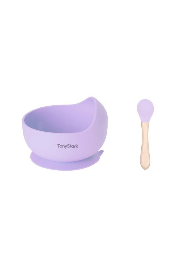 TONY STARK - Silicone Unbreakable Baby Bowl & Handle Spoon - Suction Design, Non-Slip, Bpa Free, Dishwasher & Microwave Safe (Lavender, 1 Piece) - Image 1