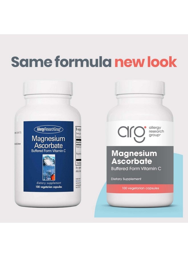 Allergy Research Group Magnesium Ascorbate Supplement - 1000mg Buffered Vitamin C, Immune Support, Magnesium Powder, Vegetarian Capsules - 100 Count - Image 2