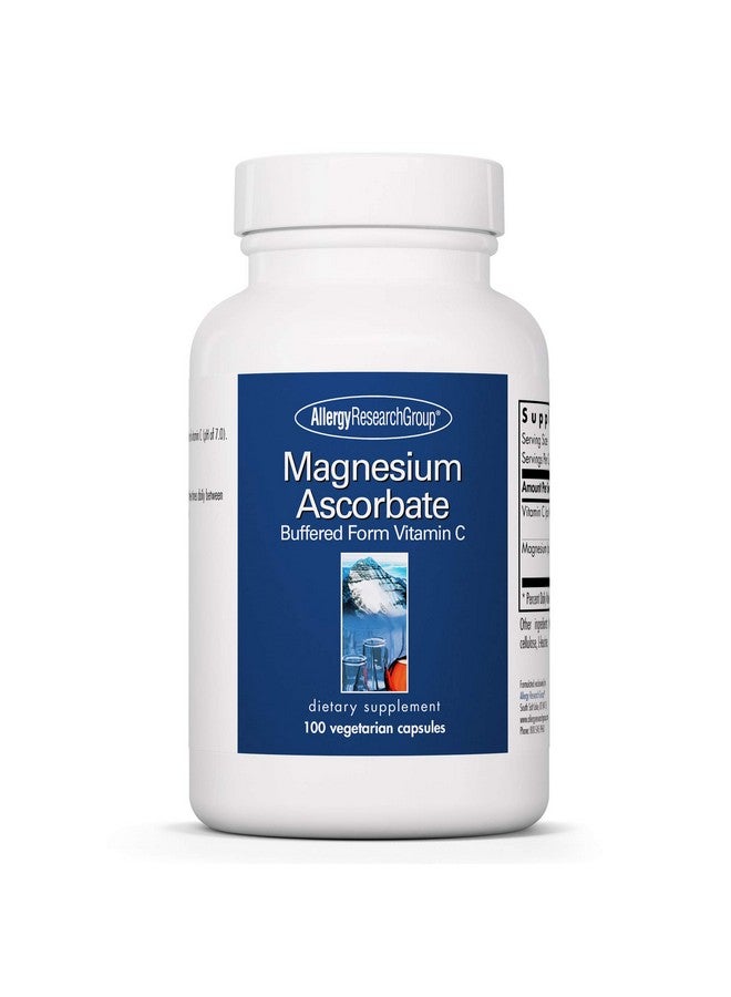 Allergy Research Group Magnesium Ascorbate Supplement - 1000mg Buffered Vitamin C, Immune Support, Magnesium Powder, Vegetarian Capsules - 100 Count - Image 1