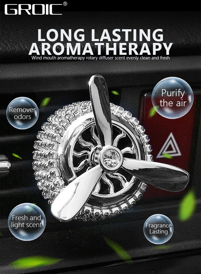 GROIC Car Air Fresheners, Turbo Spinning Car Vent Clip Fragrance Diffuser, Air Diffuser Bling Diamond Car Diffuser, Bling Stylish Propeller Shape Car Decoration Car Accessories - Image 3