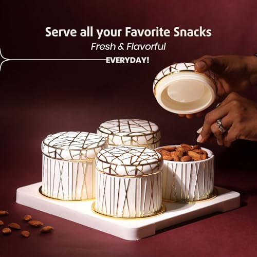 SELVEL Giving shape to life! Royal Linex Airtight Dry Fruit Container Tray Set- 4 Pieces (450Ml), Elegant Lime Green, Classic White, and Timeless Ivory (Classic White, Polypropylene), Beige - Image 5