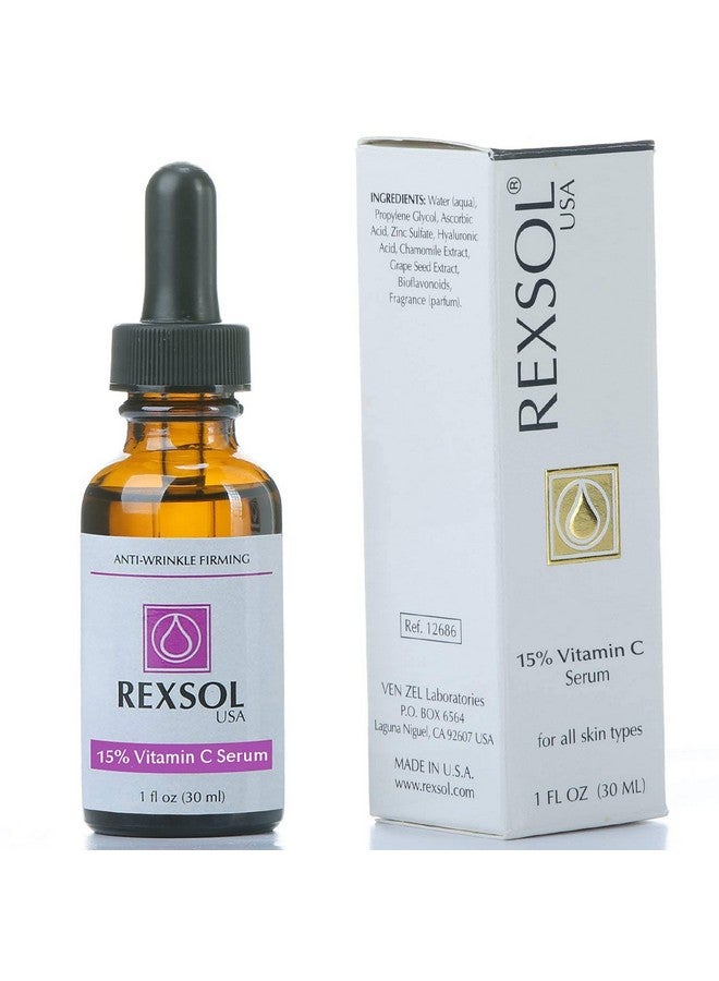REXSOL 15% Vitamin C Serum - Anti-Wrinkle Firming Formula with Hyaluronic Acid - 30ml / 1 fl oz - Image 2