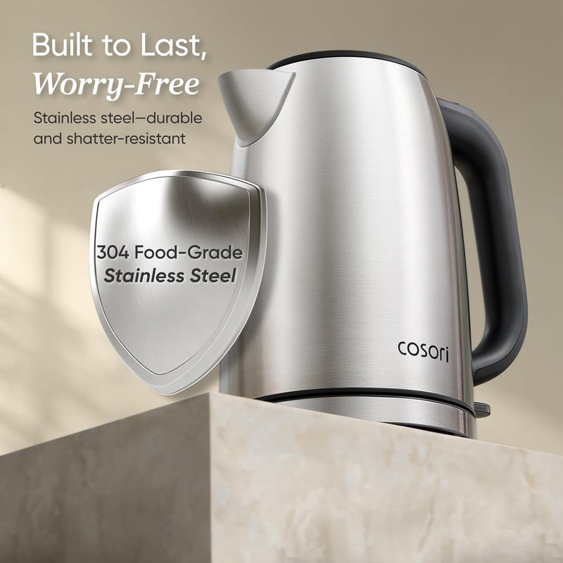 COSORI Electric Kettle 1.7L 3000W, Plastic-free Interior, Lids Open at 2 Angles, Easy to Clean, Automatic Shut Off & Boil-Dry Protection, Stainless Steel Tea Kettle, Hot Water Boiler & Heater, S152 - Image 4