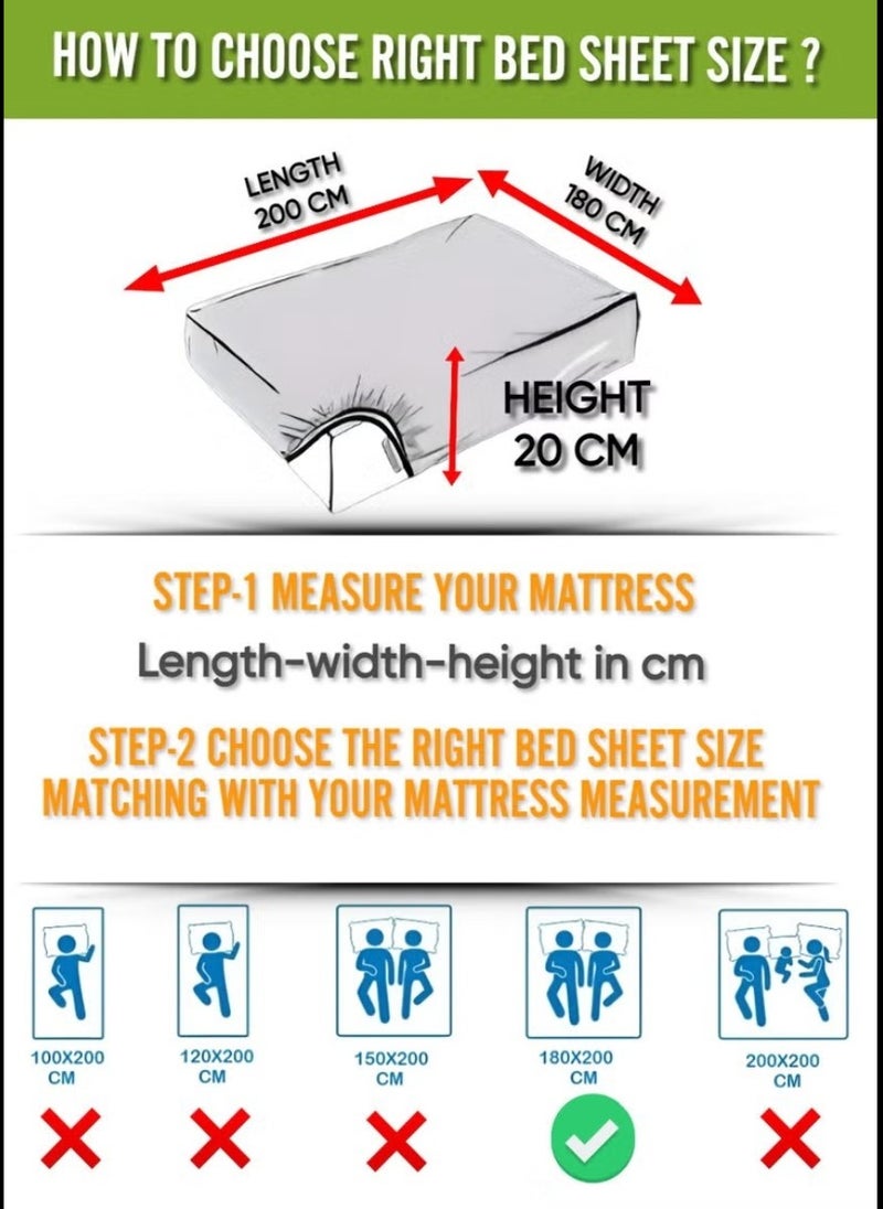 Blueberry طقم ملاءات مفروشة مخططة ملكي لون بيج قطن 3 قطع جيب عميق 180x200+20 سم - Image 4
