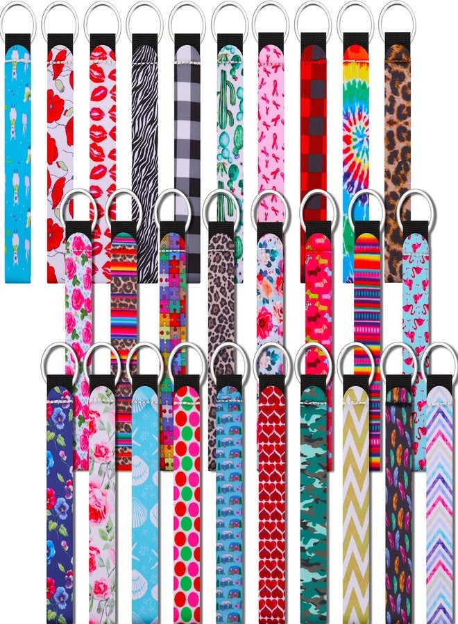 Yaomiao 30 Pieces Neoprene Wristlet Keychain bulk Lanyard Hand Wrist Strap Keychain for Women - Image 1