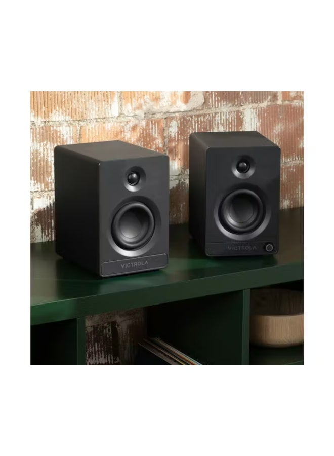 Victrola Tempo – Bluetooth Bookshelf Speakers – Room-Filling Sound, Bluetooth Input, Multi-Speaker Streaming Using Auracast, USB-C Computer Input, Turntable Inputs, Subwoofer Output (Pair, Black) - Image 2