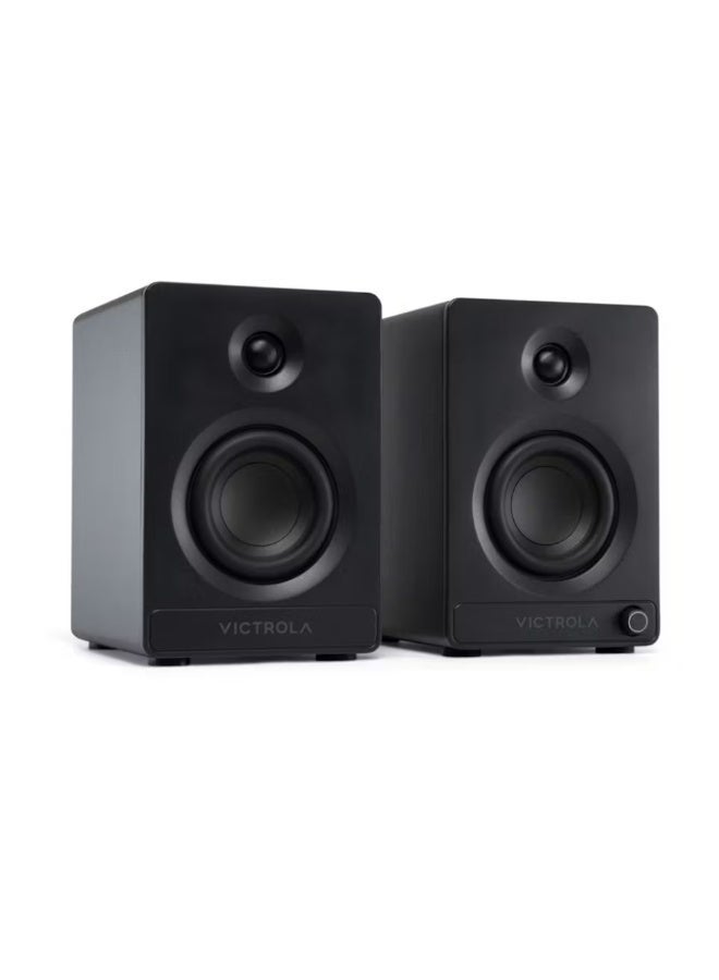 Victrola Tempo – Bluetooth Bookshelf Speakers – Room-Filling Sound, Bluetooth Input, Multi-Speaker Streaming Using Auracast, USB-C Computer Input, Turntable Inputs, Subwoofer Output (Pair, Black) - Image 1