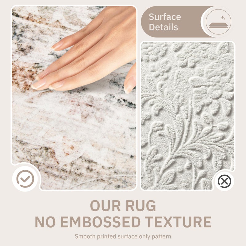 Soalmost 8x10 Area Rugs for Living Room, Stain Resistant Neutral Washable Rugs for Dining Room, Floral Vintage Non-Slip Thin Large Size Area Rug Taupe - Image 4