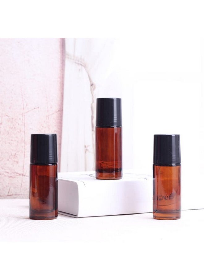 2Pcs 50Ml/1.7Oz Amber Glass Deodorant Roller Bottle With Plastic Roller Ball & Black Lid Deodorant Bottles Essential Oil Roller Bottles Empty Deodorant Container For Essential Oils Deodorant