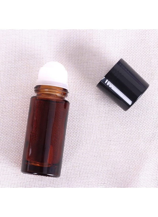 2Pcs 50Ml/1.7Oz Amber Glass Deodorant Roller Bottle With Plastic Roller Ball & Black Lid Deodorant Bottles Essential Oil Roller Bottles Empty Deodorant Container For Essential Oils Deodorant