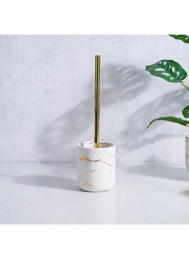 Pan Home حامل فرشاة المرحاض السيراميكي أسترا (قطر 10 × 11.8 سم) - ذهبي - Image 1