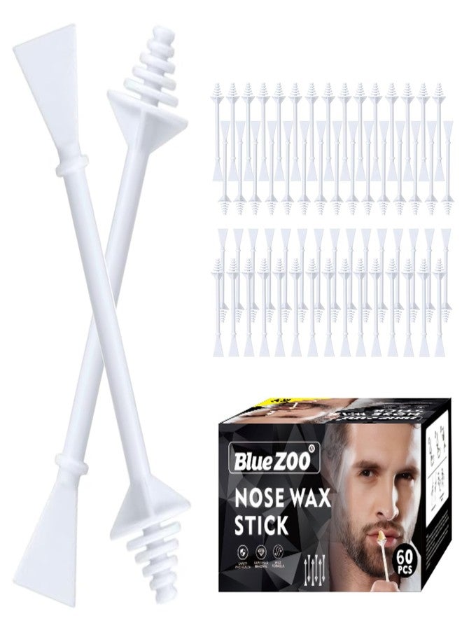 BlueZOO 60PCS Nose Hair Wax Sticks Nostril Cleaning, Waxing Applicator Wands with Disposable Spatulas for Nose Ear Face Eyebrow Lip Mustache Hair Removal Men Women, Safe & Painless, Packing Box Gift - Image 1
