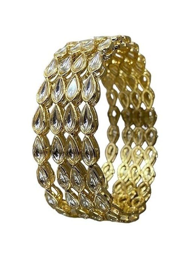 BANGLESKART بانغلسكارت | مجوهرات أساور كوندان للنساء والفتيات، أطقم أساور ((مجموعة من 4 قطع)، 2.4) - Image 4