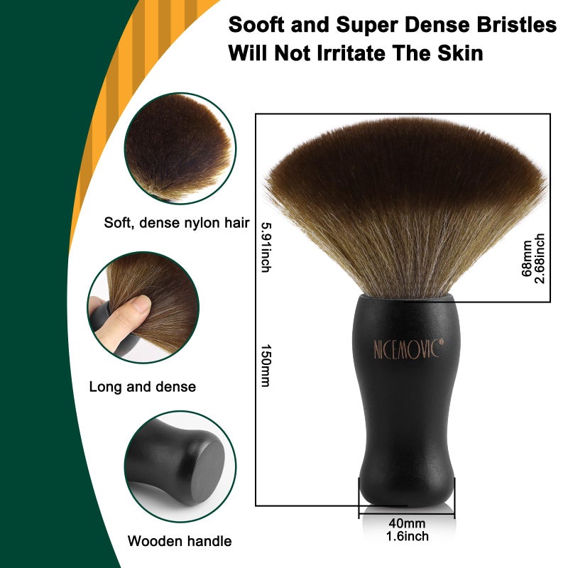 NICEMOVIC 3 IN 1 Barber Neck Duster Brush Set, Professional Barber Accessories Cleaning Supplies, Duster Nylon Brush Hair Cutting Styling Brush Tool (Black) - Image 2