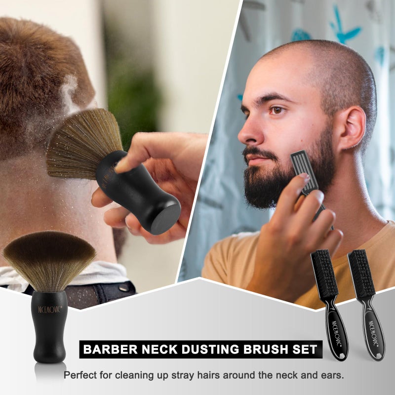NICEMOVIC 3 IN 1 Barber Neck Duster Brush Set, Professional Barber Accessories Cleaning Supplies, Duster Nylon Brush Hair Cutting Styling Brush Tool (Black) - Image 4