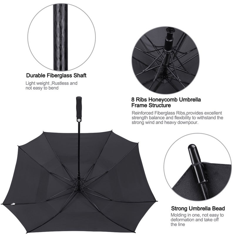 G4Free Extra Large Golf Umbrella 68 inch Square Vented Windproof Auto Open Double Canopy Oversized Stick Umbrella - Image 5
