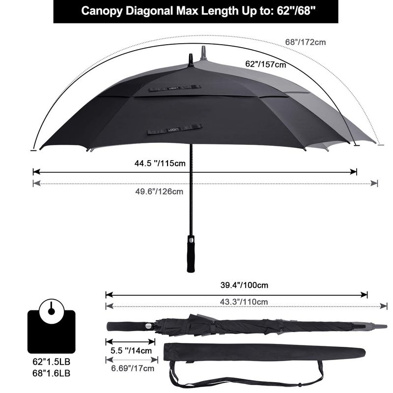 G4Free Extra Large Golf Umbrella 68 inch Square Vented Windproof Auto Open Double Canopy Oversized Stick Umbrella - Image 2