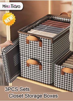 MissTiara 3pcs Wardrobe Clothes Organizer Foldable Closet Storage Organizer for Clothes Jeans Washable Closet Storage Boxes with Carrying Handles Cube Storage Bin for Home Bedroom Office  - Image 1