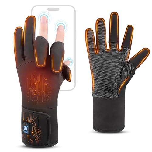 DINSVTA Heated Gloves for Women Men Rechargeable Waterproof,Finger Dexterity Electric Heating Fishing Gloves for Cold Weather Hunting Photography Cycling Driving Working Winter - Image 1