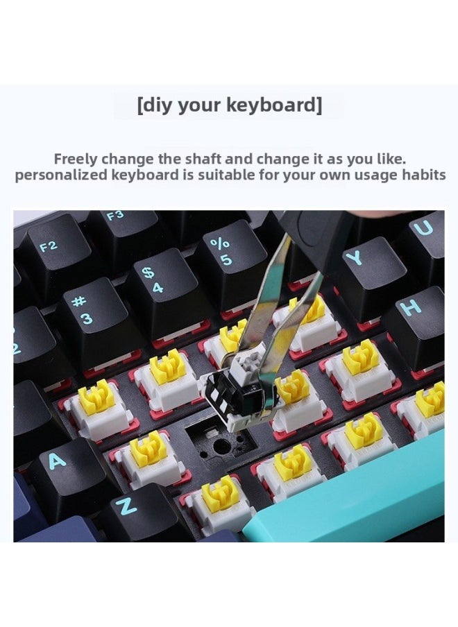 Generic - Customized F87P Three-Mode Keycap Side-Engraved Special Mechanical Keyboard Wireless Bluetooth Ro E-Sports Computer Game-Color:F87 Pro Moon Shadow Pink Gray Wood Shaft V4 - Image 1