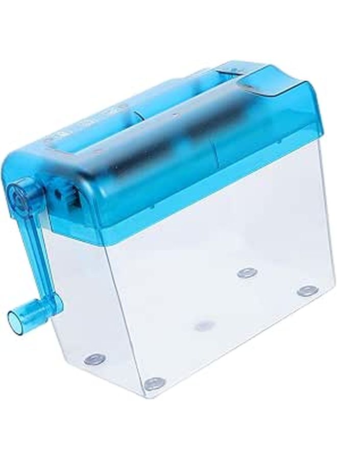 Blue Manual Paper Shredder A6 Hand Crank Desktop For Home Office Document Card - Image 1