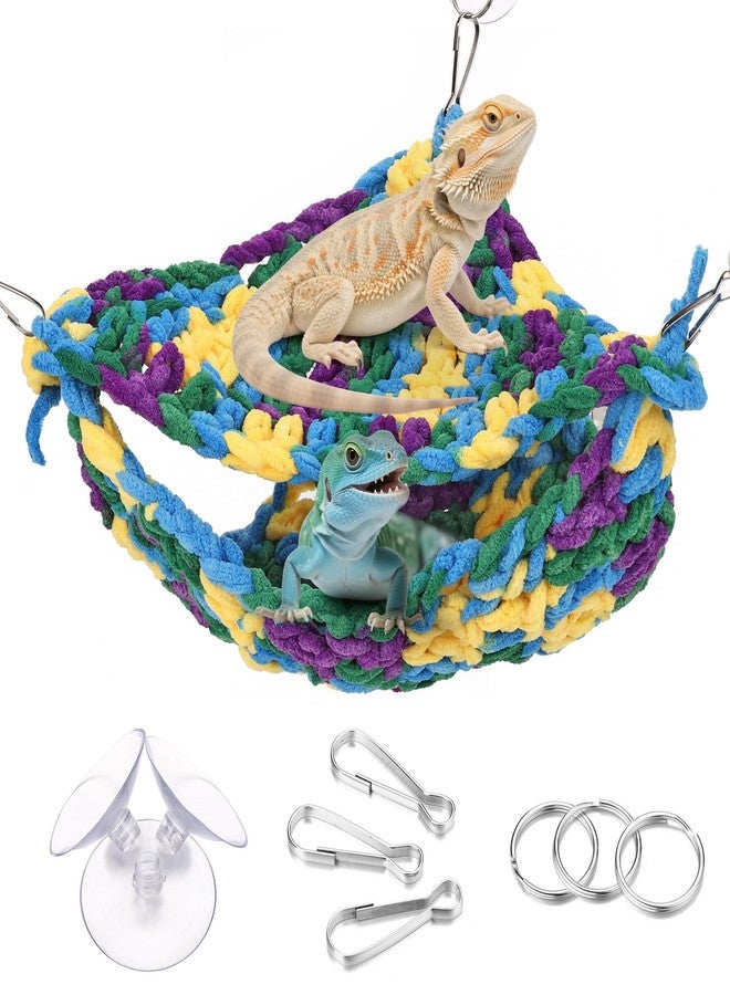 Mogoko Double-Layer Reptile Hammock, Thicker Soft Bearded Dragon Hammock, Hanging Breathable Triangular Bed with Strong Adhesive Hooks, for Lizard Gecko Chameleon Iguana - Image 1