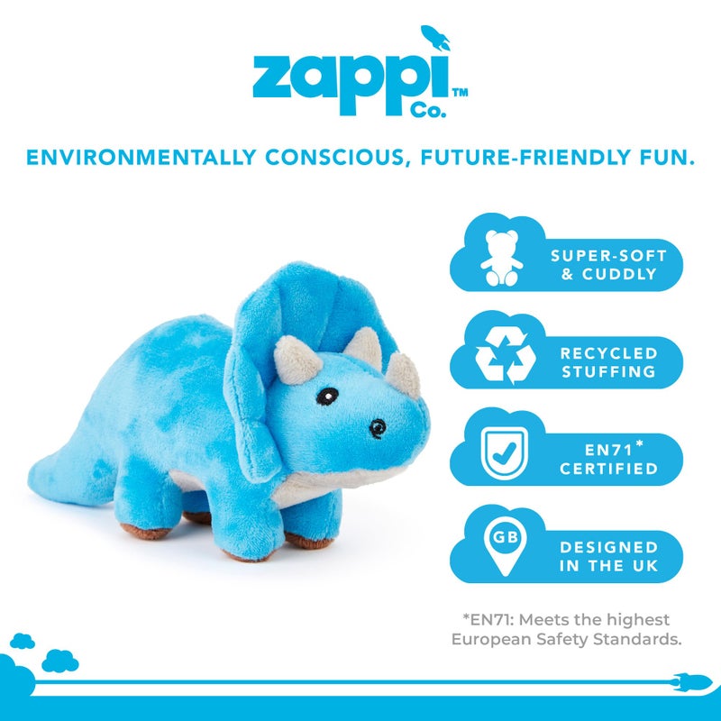 Zappi Co Children's Soft Cuddly Plush Toy Animal - Perfect Perfect Soft Snuggly Playtime Companions for Children (12-15cm /5-6") (Triceratops) - Image 2