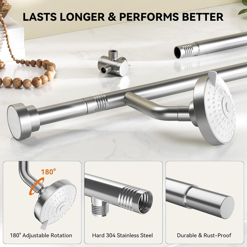 NTPN Dual Shower Head for Couples, High Pressure Double Shower Heads for Two People Rod, Two Showerhead System Fit 2 Person, Birthday Gifts for Women Men, Spa-Like (Chrome) Segmented Design - Image 5