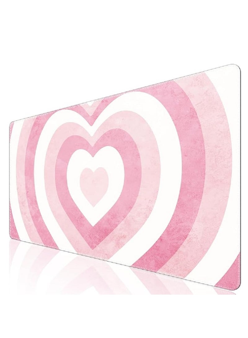 Pink  Large Mouse Pad For Desktop 900x400x3mm Extended Keyboard Pad Gaming Mouse Pad Non-slip Rubber Base Mouse Pad Desk Accessories Ladies Desk Storage Box Heart Shaped Pink - Image 1