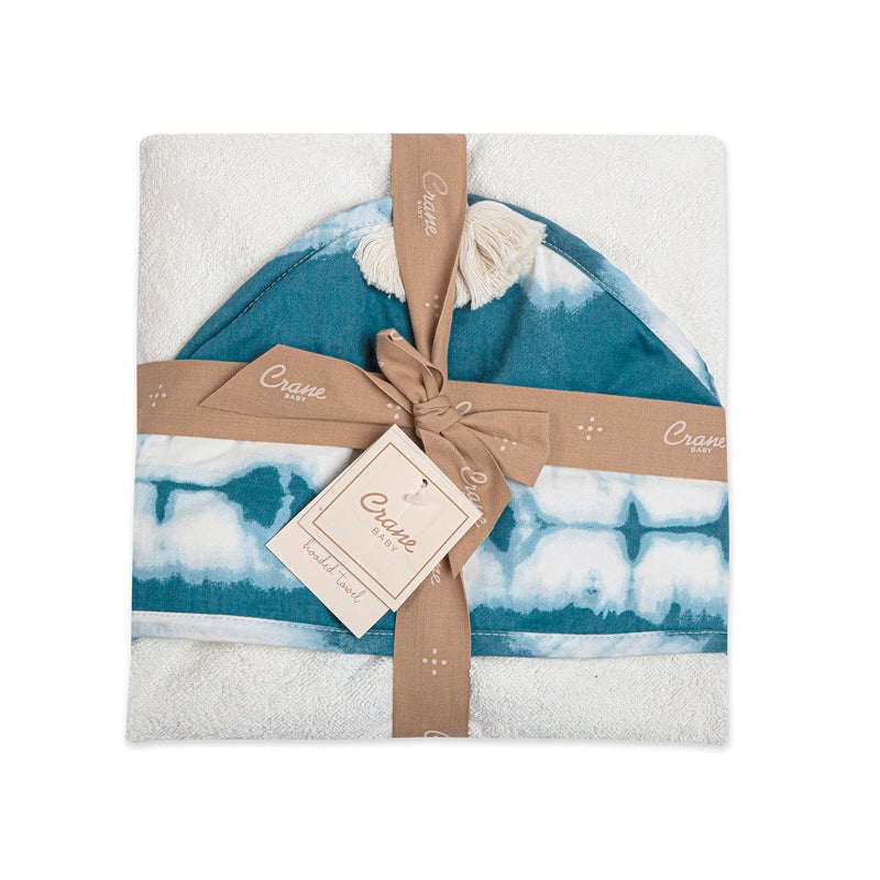 Crane Baby Hooded Towel, 100% Cotton & Terry Cloth Hooded Baby Towels for Boys & Girls, Blue Tie-Dye, 30" w x 30" h, Hooded Baby Beach Towel, Baby Pool Towel, Baby Bath Towel, Hooded Towels for Baby - Image 2