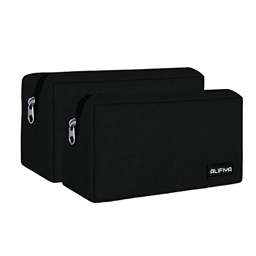 Alifiya Polyester Gadget Charger Pouch/Travel Organizer Pouch for Cables/Hard Disk/Charger (Black - Pack of 2) - Image 1
