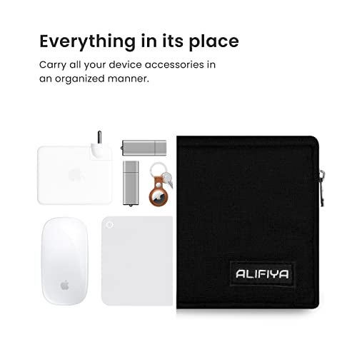 Alifiya Polyester Gadget Charger Pouch/Travel Organizer Pouch for Cables/Hard Disk/Charger (Black - Pack of 2) - Image 4
